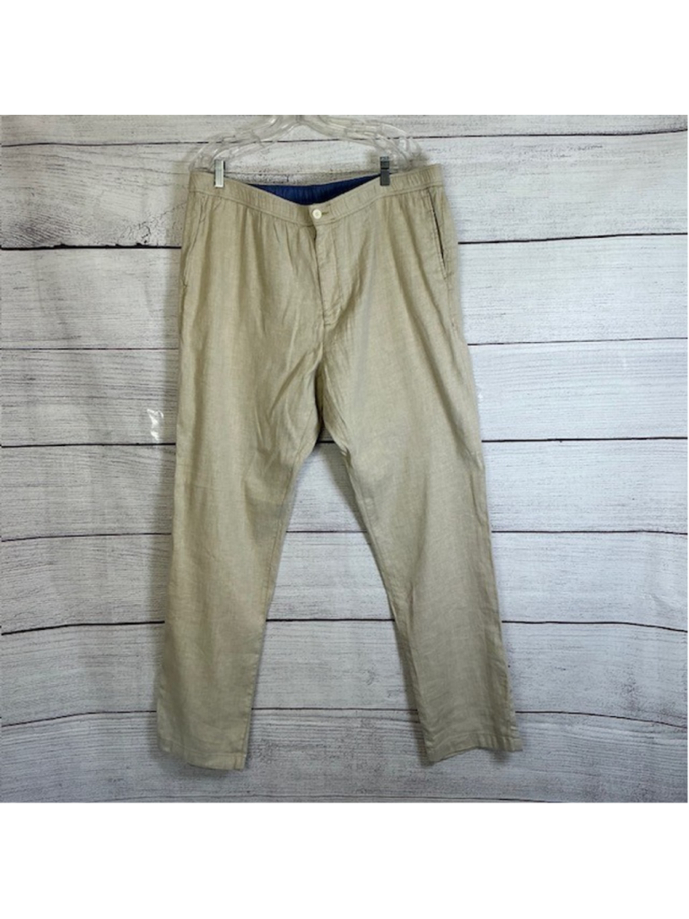 Tommy Bahama NWT Pants 2XLT Beach Coast Linen Blend Pull On Stone Khaki Men Tall